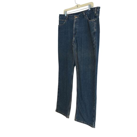 Carhartt Relaxed Fit Dark Wash Flannel Lined Straight Cut Mid Rise Jeans Size 16 - Picture 16 of 16